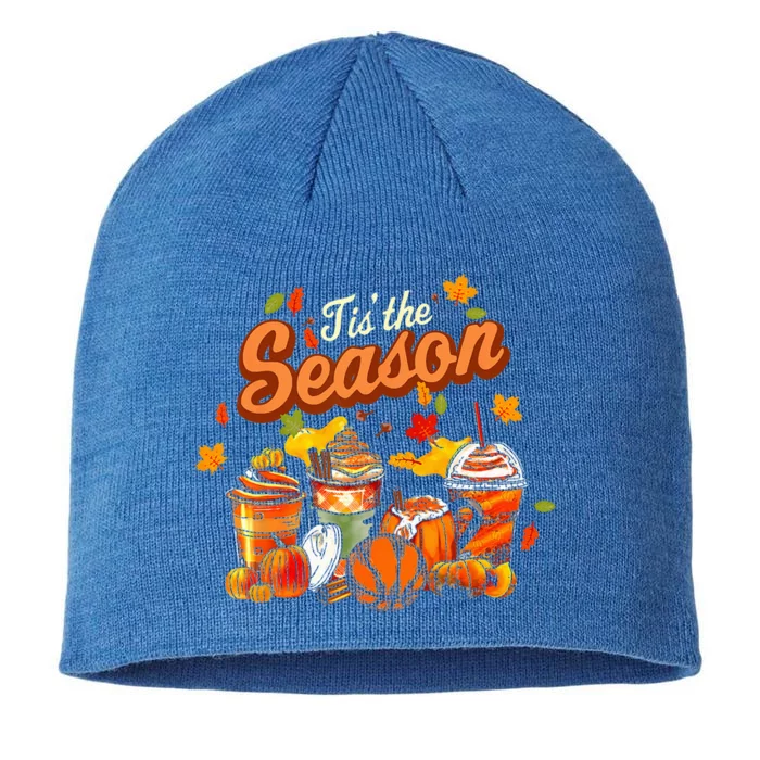 Tis The Season Pumpkin Leaf Latte Fall Volleyball 8 1/2in Sustainable Knit Beanie