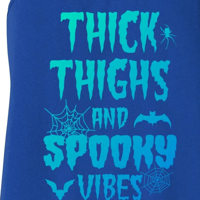 Thick Thighs Spooky Vibes Halloween Pumpkin Ghost Graphic Cute Gift Women's Racerback Tank