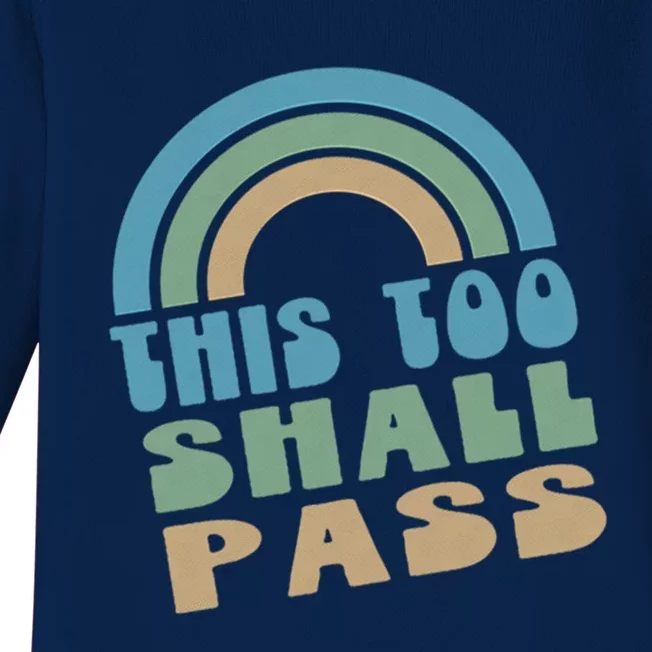 This Too Shall Pass Blue Retro Rainbow Gift Baby Long Sleeve Bodysuit