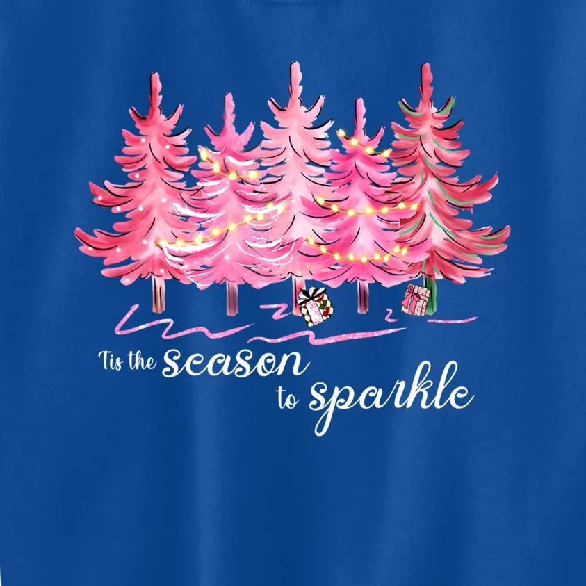 Tis The Season To Cute Pink Christmas Tree Family Meaningful Gift Kids Sweatshirt