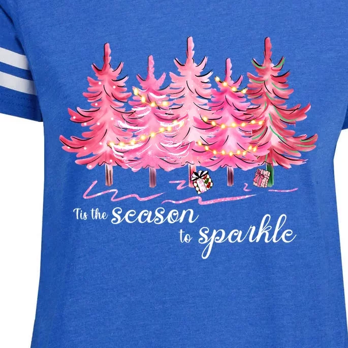 Tis The Season To Cute Pink Christmas Tree Family Meaningful Gift Enza Ladies Jersey Football T-Shirt