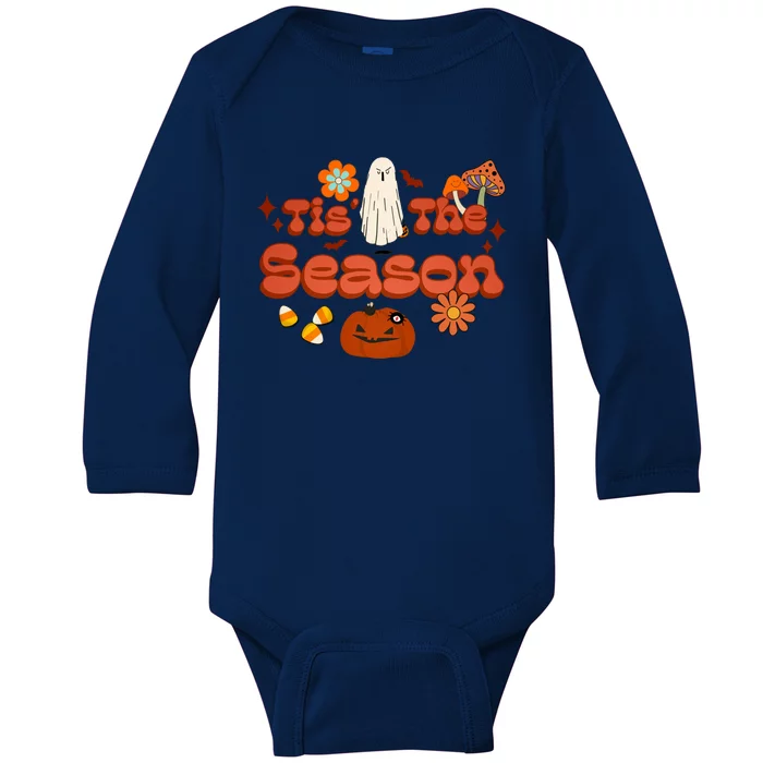 Tis The Season Retro Vintage Funny Halloween Party Costume Funny Gift Baby Long Sleeve Bodysuit