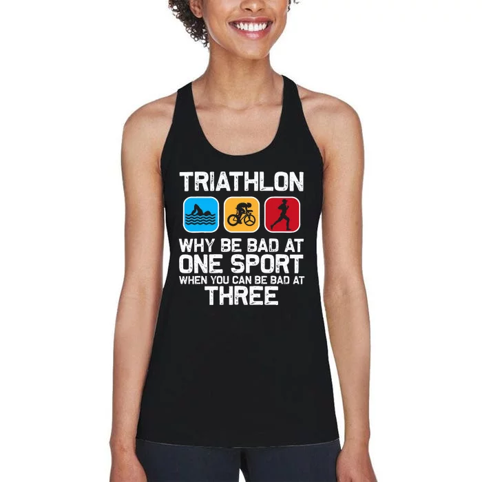 Triathlon Triathlete Swim Bike Run Sport Women's Racerback Tank