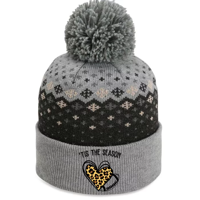 Tis The Season Football Leopard Heart The Baniff Cuffed Pom Beanie