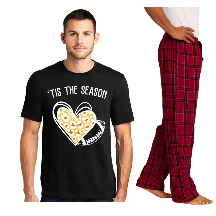 Tis The Season Football Leopard Heart Pajama Set