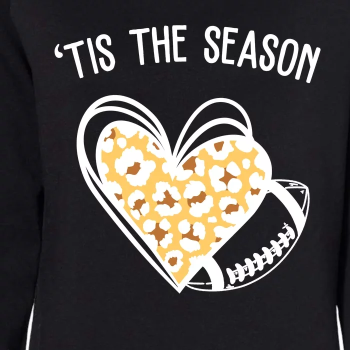 Tis The Season Football Leopard Heart Womens California Wash Sweatshirt