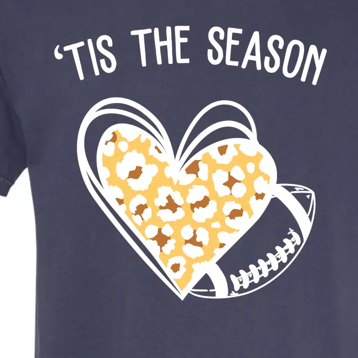 Tis The Season Football Leopard Heart Garment-Dyed Heavyweight T-Shirt