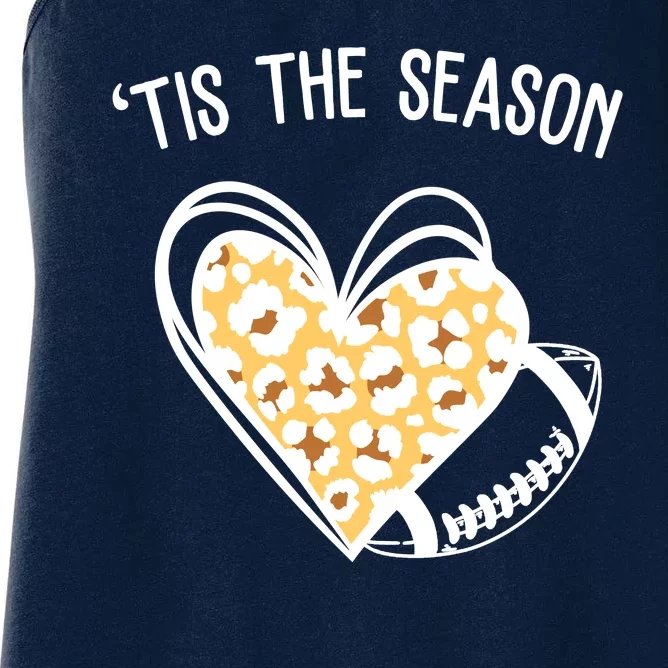 Tis The Season Football Leopard Heart Women's Racerback Tank