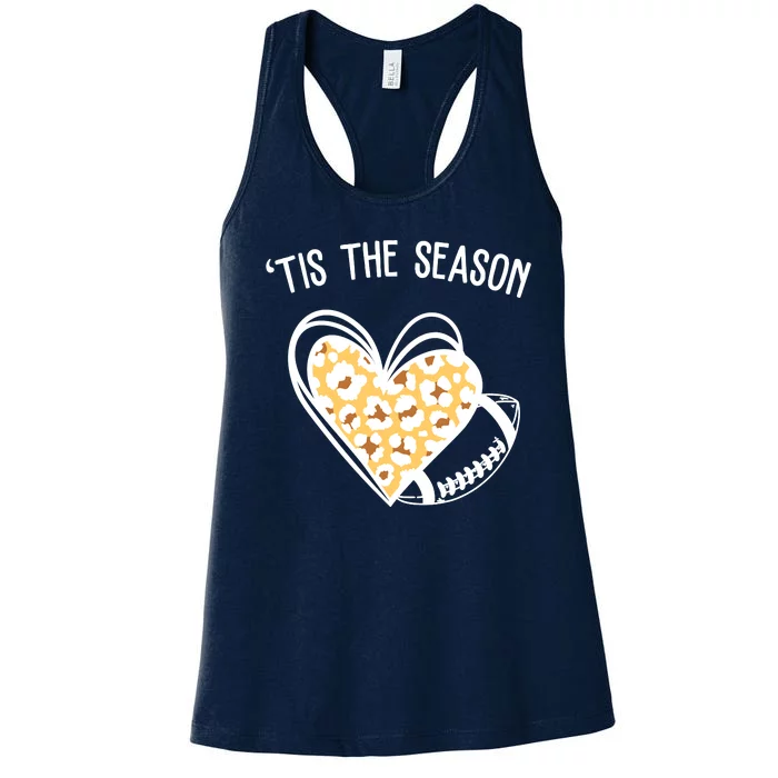 Tis The Season Football Leopard Heart Women's Racerback Tank