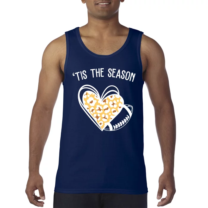 Tis The Season Football Leopard Heart Tank Top