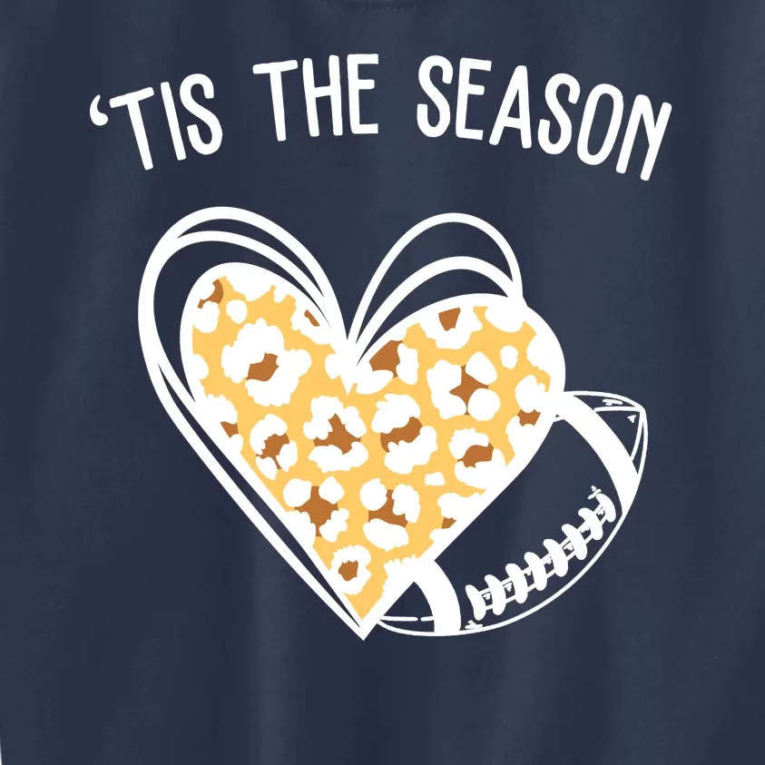 Tis The Season Football Leopard Heart Kids Sweatshirt