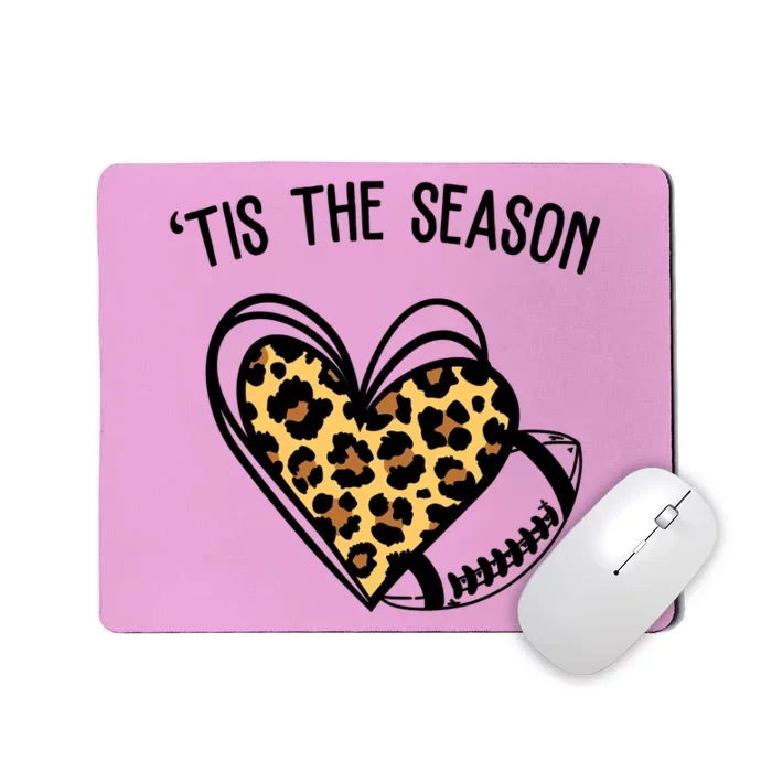 Tis The Season Football Leopard Heart Mousepad