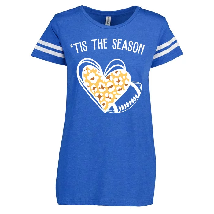 Tis The Season Football Leopard Heart Enza Ladies Jersey Football T-Shirt