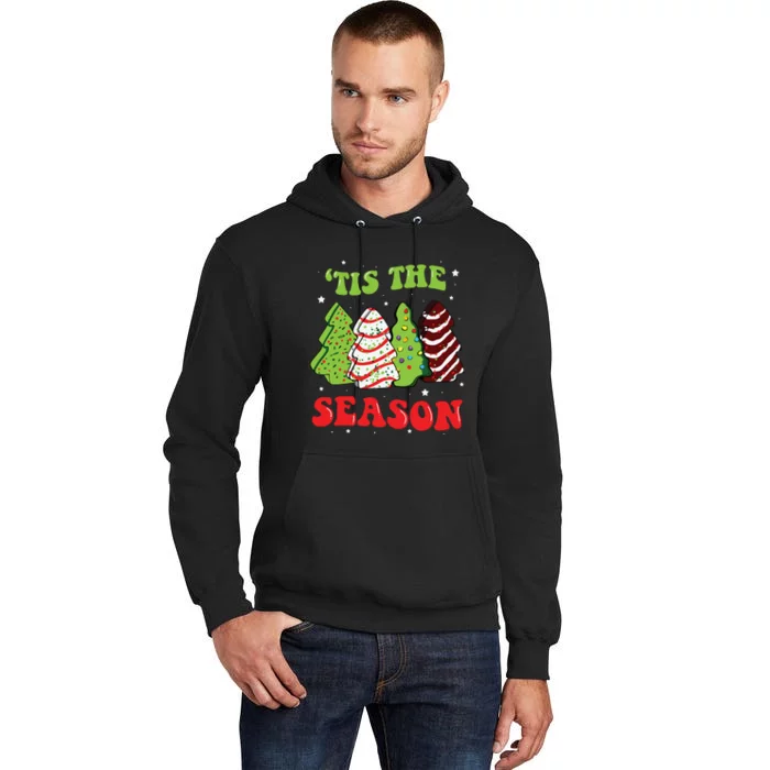 Tis The Season Christmas Shirts Tree Cakes Debbie Groovy Tall Hoodie