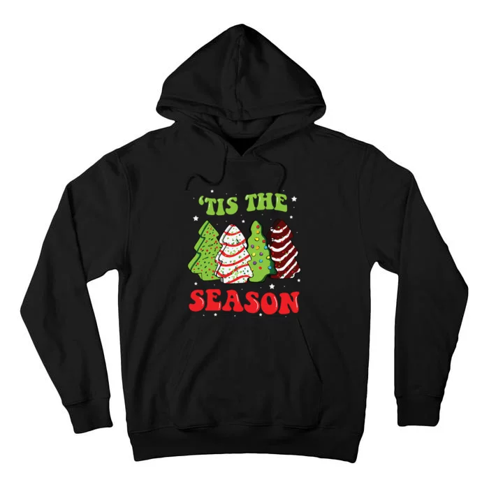 Tis The Season Christmas Shirts Tree Cakes Debbie Groovy Tall Hoodie