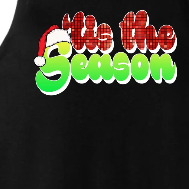 Tis The Season Santa Christmas Lover Retro Ladies Tri-Blend Wicking Tank