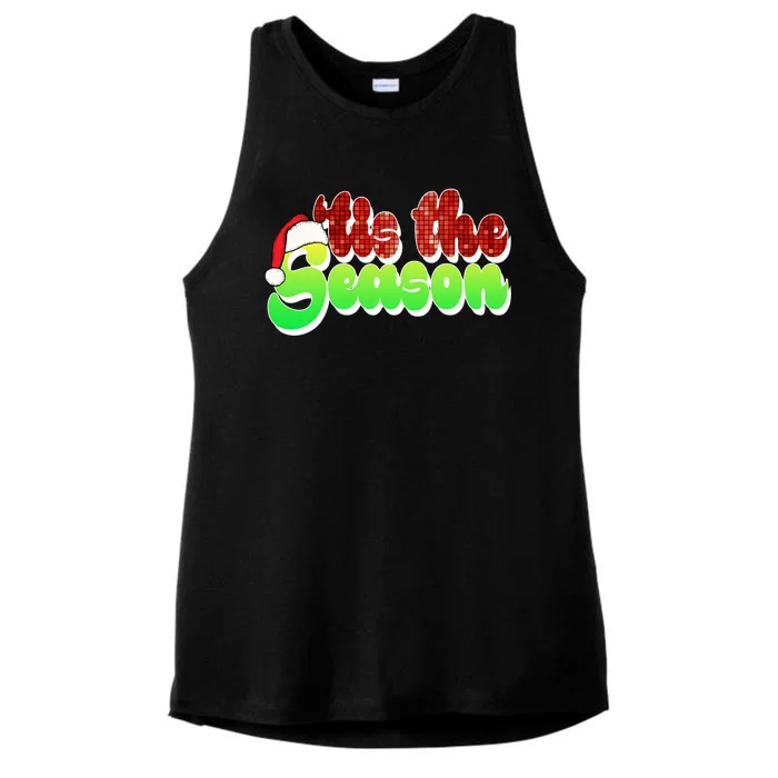 Tis The Season Santa Christmas Lover Retro Ladies Tri-Blend Wicking Tank