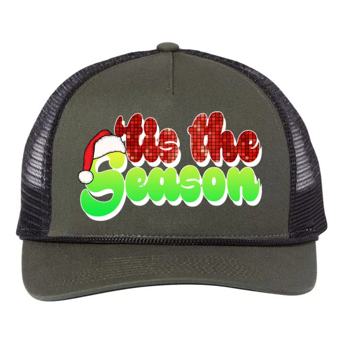 Tis The Season Santa Christmas Lover Retro Retro Rope Trucker Hat Cap