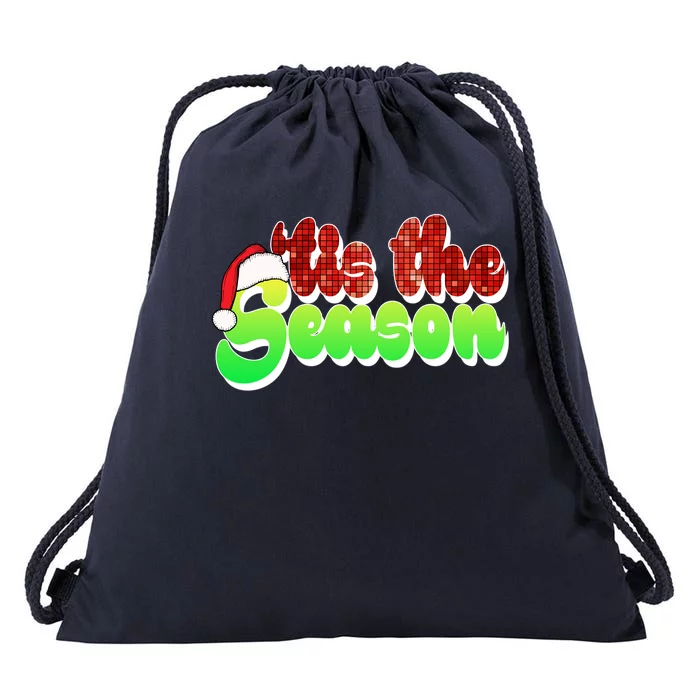 Tis The Season Santa Christmas Lover Retro Drawstring Bag