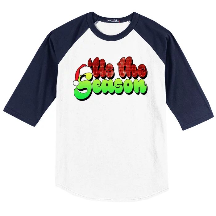 Tis The Season Santa Christmas Lover Retro Baseball Sleeve Shirt