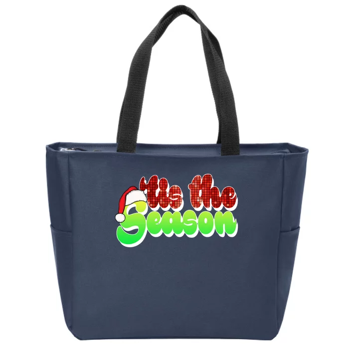 Tis The Season Santa Christmas Lover Retro Zip Tote Bag