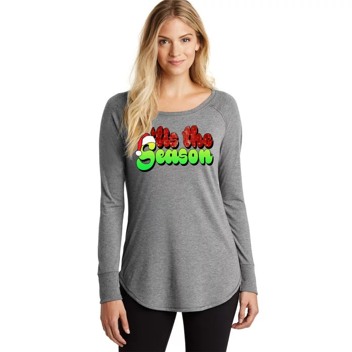 Tis The Season Santa Christmas Lover Retro Women's Perfect Tri Tunic Long Sleeve Shirt