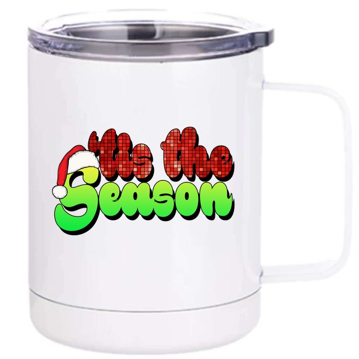 Tis The Season Santa Christmas Lover Retro Front & Back 12oz Stainless Steel Tumbler Cup