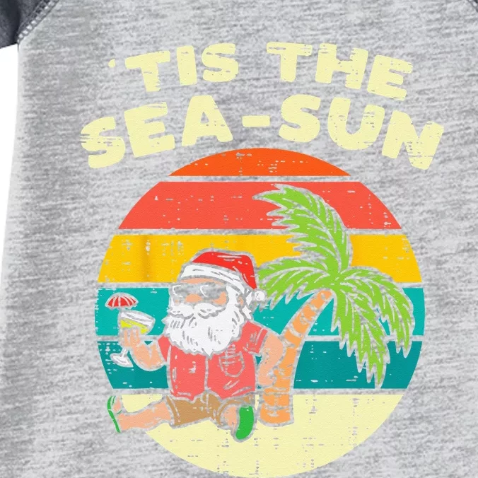 Tis The Sea Sun Santa Beach Summer Christmas In July Summer Infant Baby Jersey Bodysuit