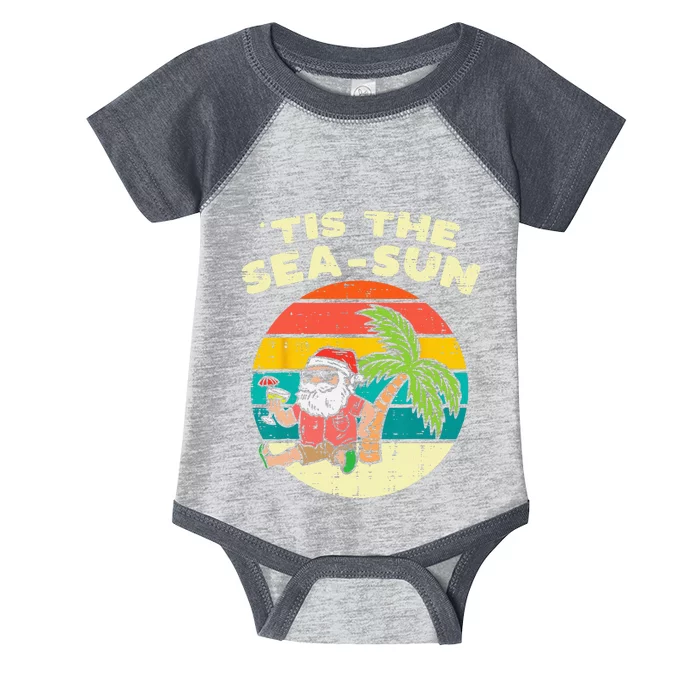 Tis The Sea Sun Santa Beach Summer Christmas In July Summer Infant Baby Jersey Bodysuit