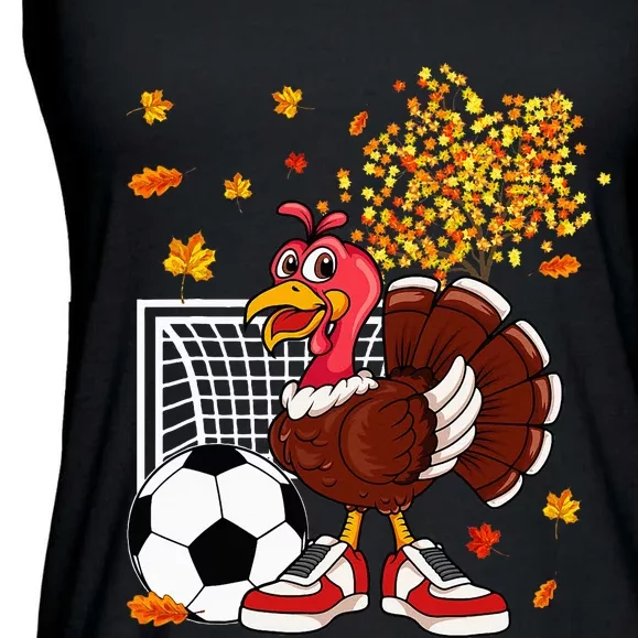 Thanksgiving Turkey Soccer Fanatic Ladies Essential Flowy Tank