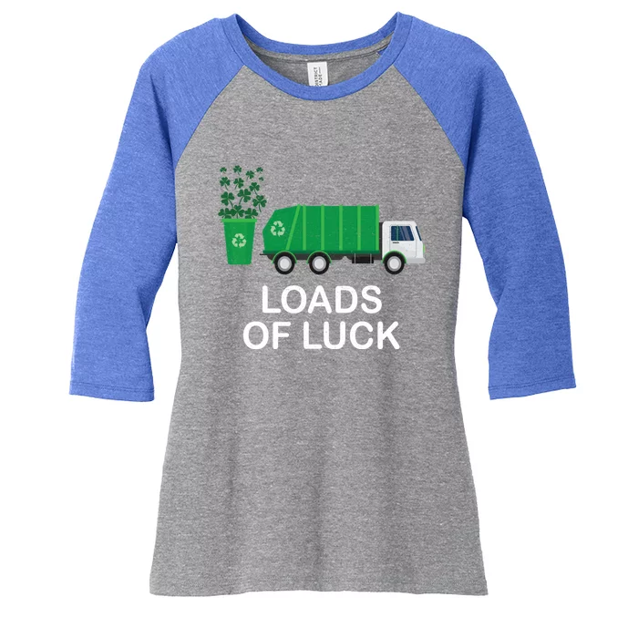 Trash Truck St Patrick's Tees Loads Of Luck Gift Women's Tri-Blend 3/4-Sleeve Raglan Shirt