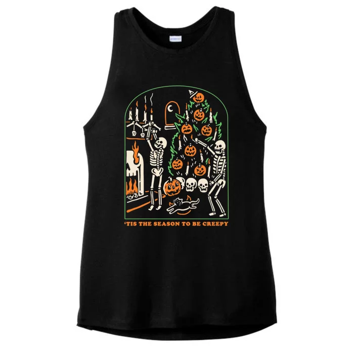 Tis The Season To Be Creepy Skeleton Halloween Spooky Season Cool Gift Ladies Tri-Blend Wicking Tank