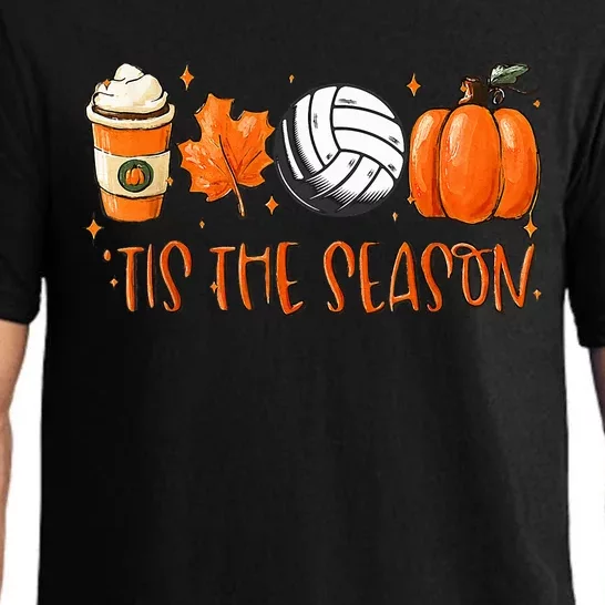 Tis The Season Pumpkin Leaf Latte Fall Volleyball Pajama Set