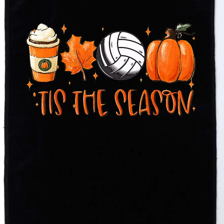 Tis The Season Pumpkin Leaf Latte Fall Volleyball Platinum Collection Golf Towel