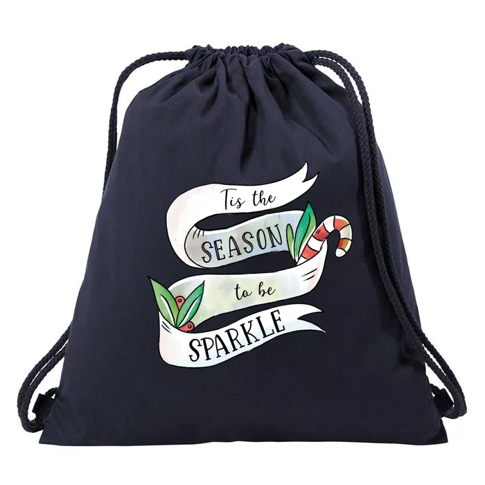 Tis The Season To Holiday Cute Fun Ribbon Great Gift Drawstring Bag