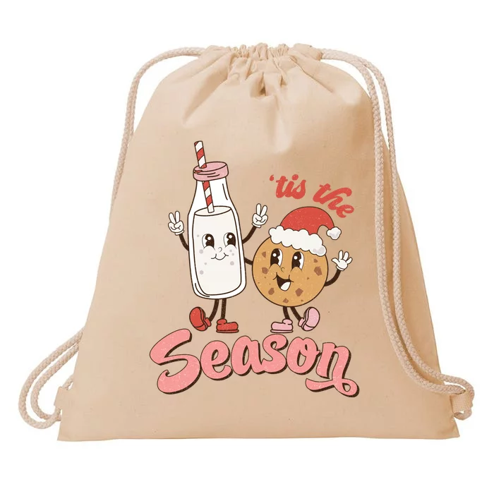 Tis The Season Christmas Santa Cookie Drawstring Bag