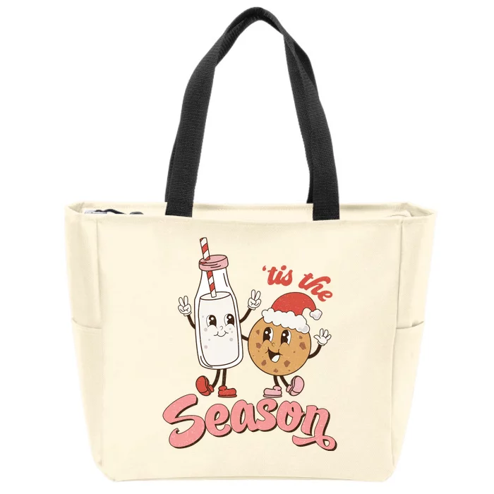 Tis The Season Christmas Santa Cookie Zip Tote Bag