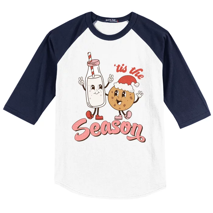 Tis The Season Christmas Santa Cookie Baseball Sleeve Shirt