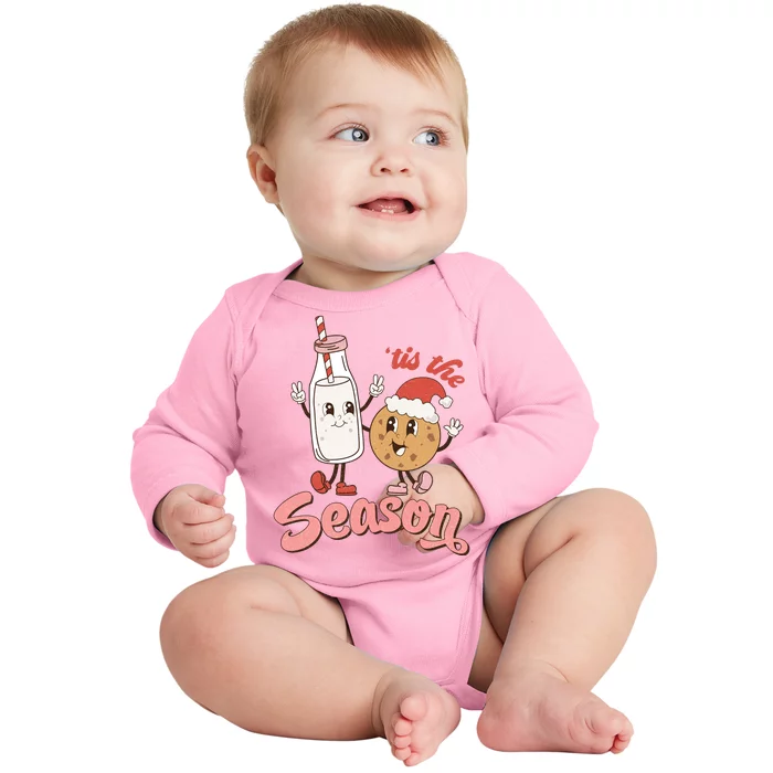 Tis The Season Christmas Santa Cookie Baby Long Sleeve Bodysuit