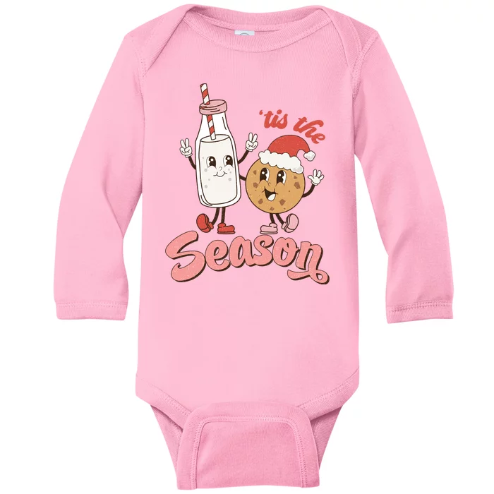 Tis The Season Christmas Santa Cookie Baby Long Sleeve Bodysuit