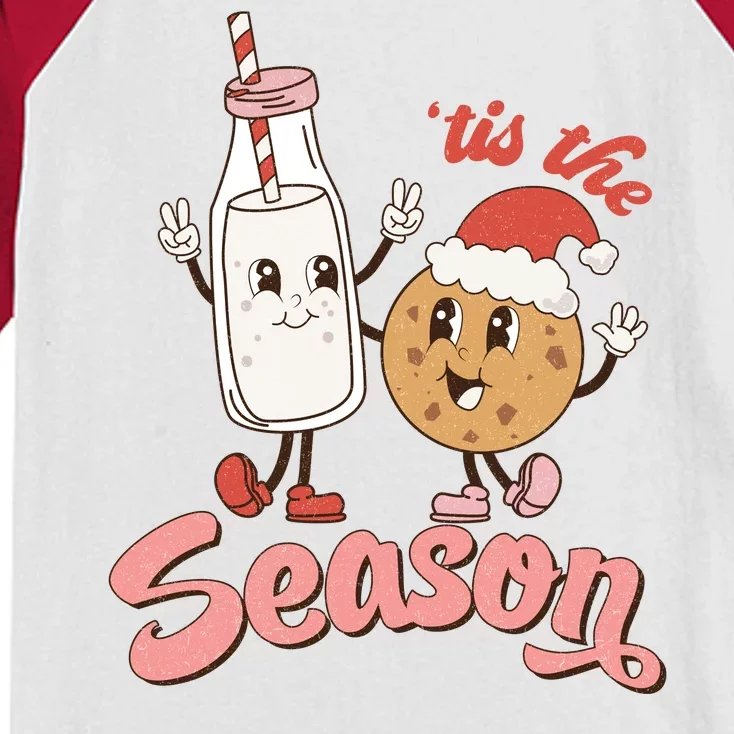 Tis The Season Christmas Santa Cookie Kids Colorblock Raglan Jersey