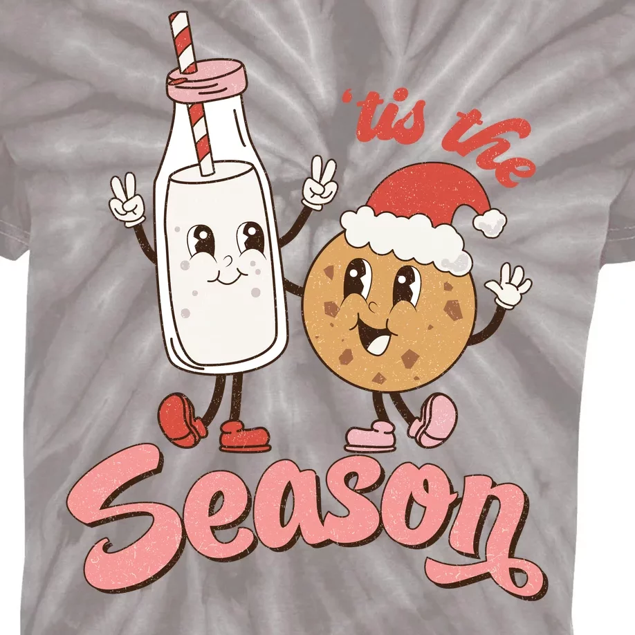 Tis The Season Christmas Santa Cookie Kids Tie-Dye T-Shirt