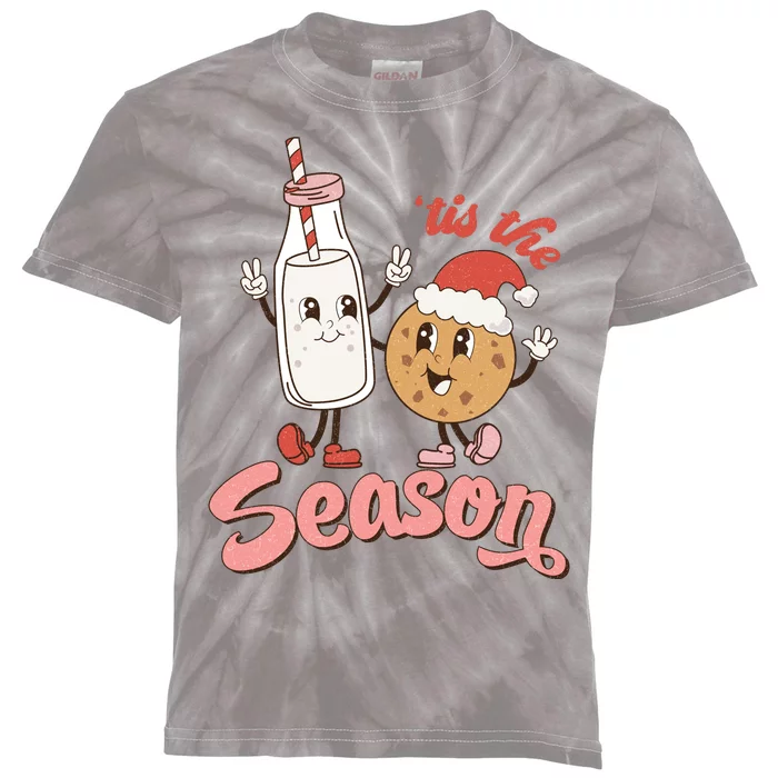 Tis The Season Christmas Santa Cookie Kids Tie-Dye T-Shirt