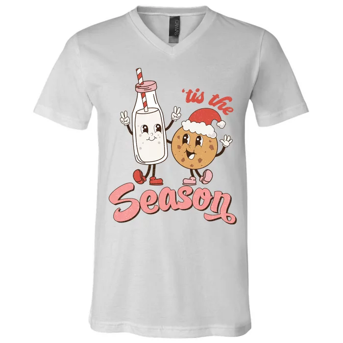 Tis The Season Christmas Santa Cookie V-Neck T-Shirt