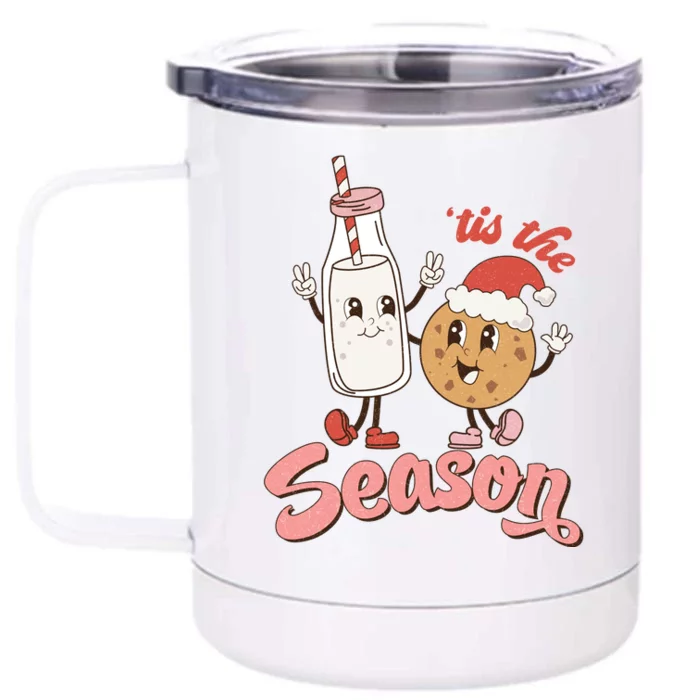 Tis The Season Christmas Santa Cookie Front & Back 12oz Stainless Steel Tumbler Cup