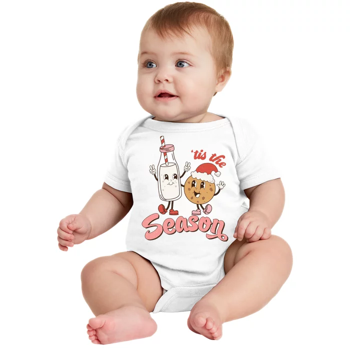 Tis The Season Christmas Santa Cookie Baby Bodysuit