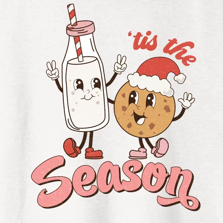 Tis The Season Christmas Santa Cookie Women's Crop Top Tee