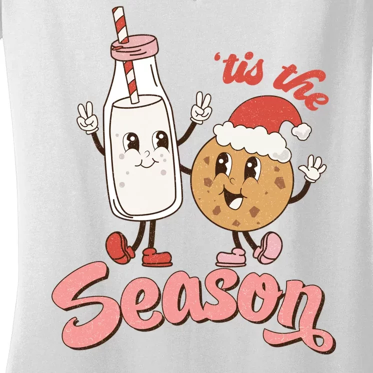 Tis The Season Christmas Santa Cookie Women's V-Neck T-Shirt