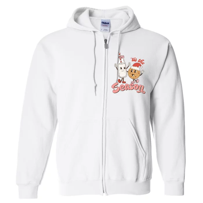 Tis The Season Christmas Santa Cookie Full Zip Hoodie