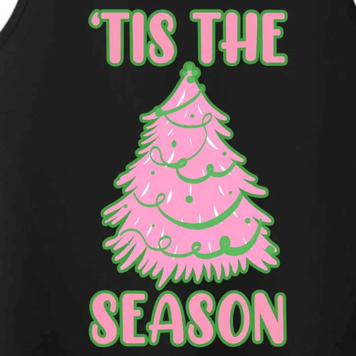 Tis The Season Pink Christmas Tree Performance Tank